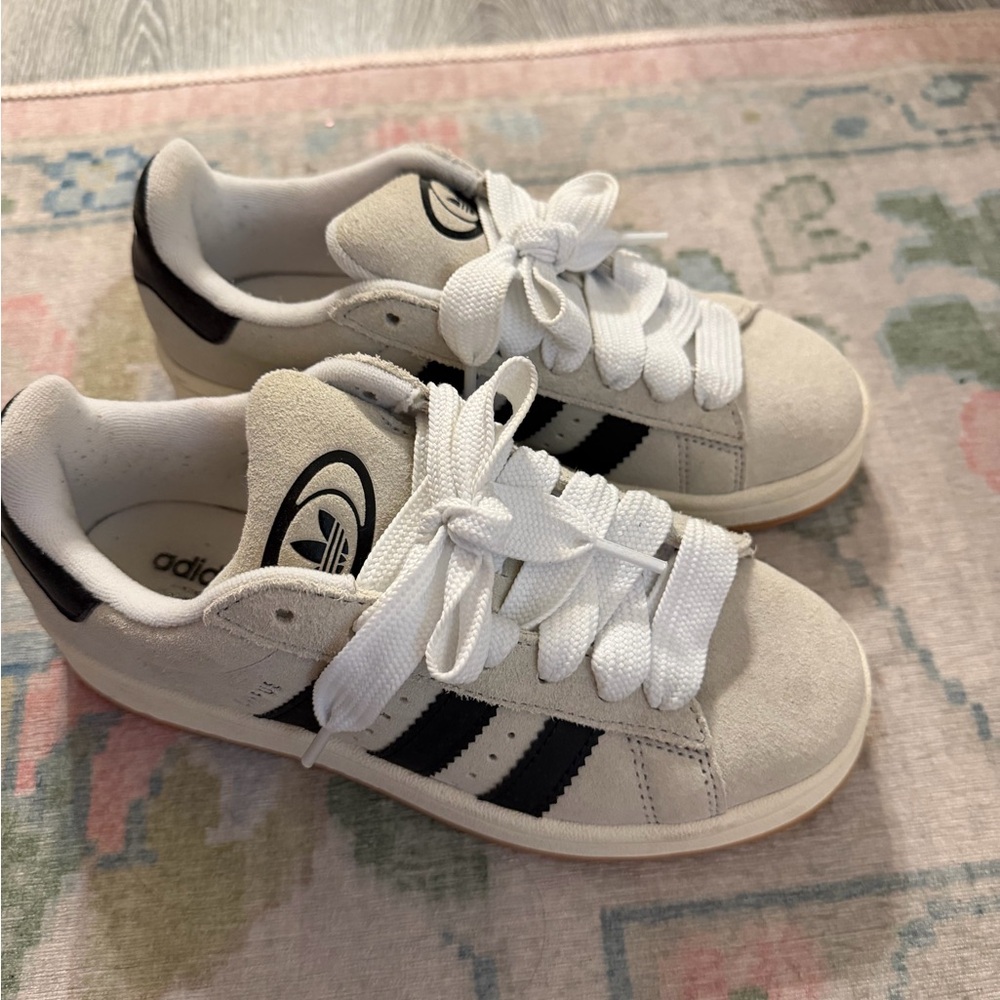 adidas White Suede Sneakers with Black Stripes